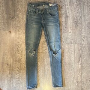 Rag & Bone Women's Blue Distressed Skinny Jeans
